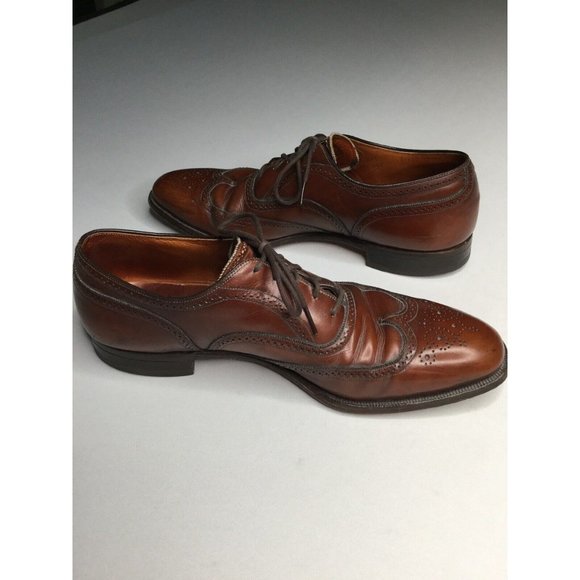 VTG Frank Brothers Cognac Burgundy Brown Brogue Wingtip Oxfords Men’s Sz 12 AAA main image 4